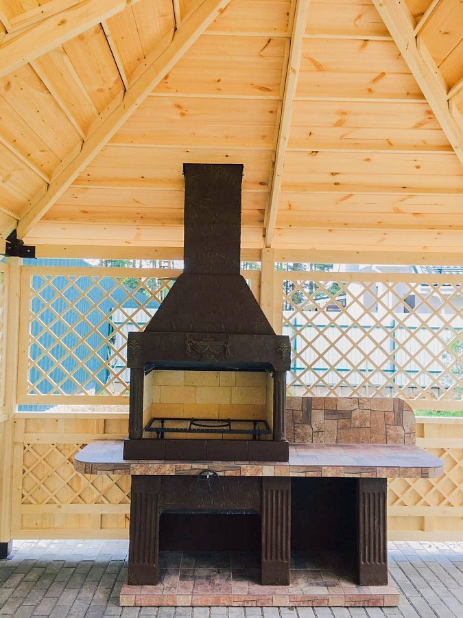 Печь № 14 — Печь барбекю с широкой топкой и рабочим столом (или мойкой)