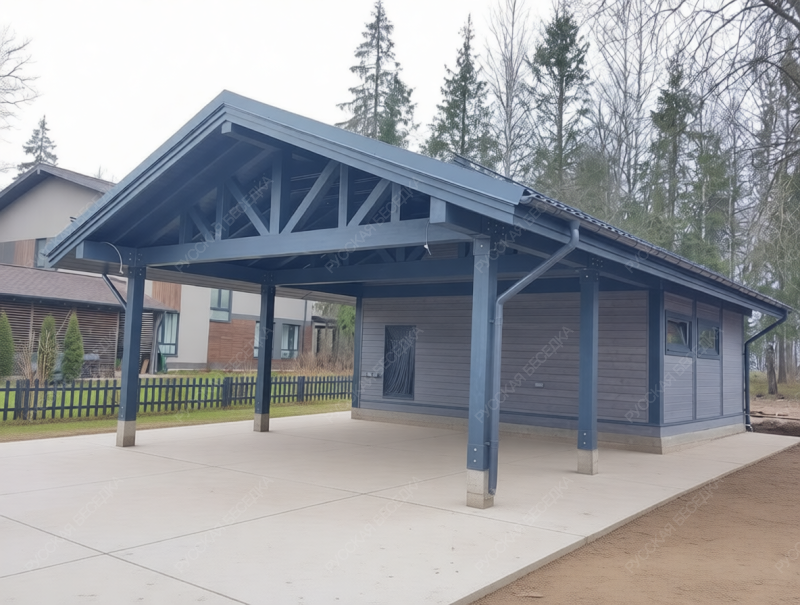 Навес для машин с хозблоком РАФ