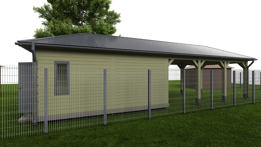 Навес для машин с двумя хозблоками ПРАКТИК