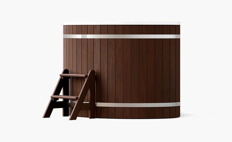 Композитная купель с отделкой из термодерева CORNER 160, дуб